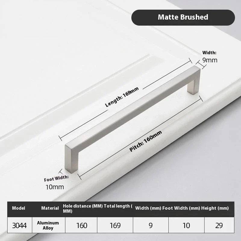 Black Square Cabinet Handles Aluminium Drawer Pulls 10–33CM