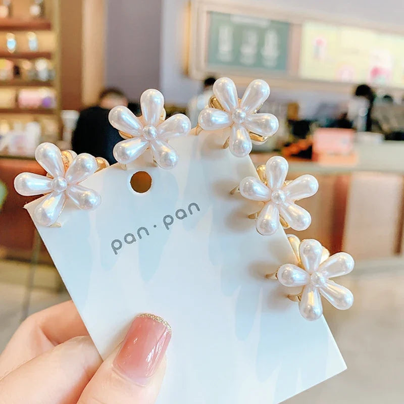 Pearl Camellia Hair Clip Set – Korean Floral Barrettes for Women