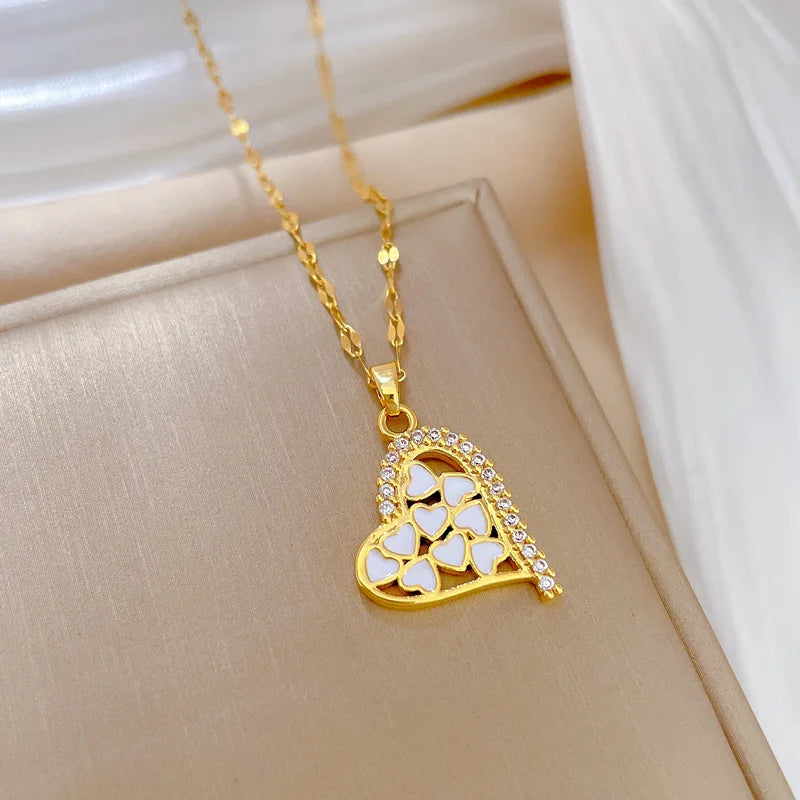 Women's Gold Heart Pendant Necklace – Stainless Steel Choker