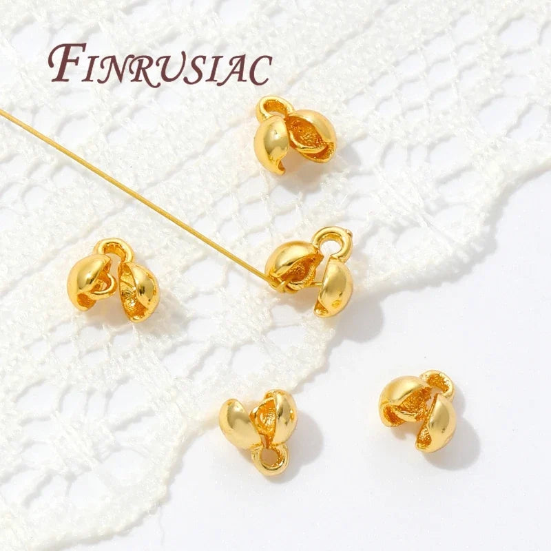 18K Gold Plated Crimp Beads & Bead Tip Connectors – 10–20 Pcs