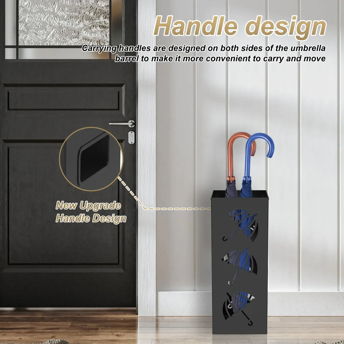 Metal Hollow Umbrella Stand with Handle – Modern Organizer