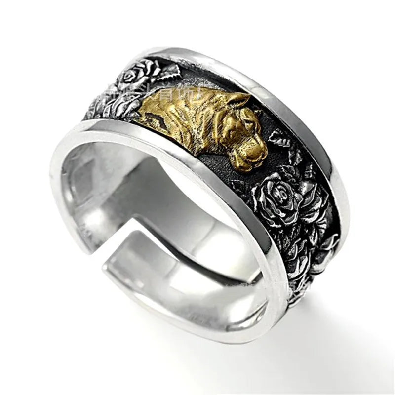 Vintage Punk Dragon Snake Tiger Adjustable Ring | Unisex