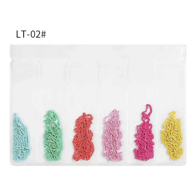 3D Metal Chain Tassel Nail Art Decorations – 6-Grid Pack