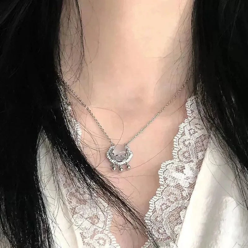 Women's Heart Pendant Necklace – Stainless Steel Clavicle Chain