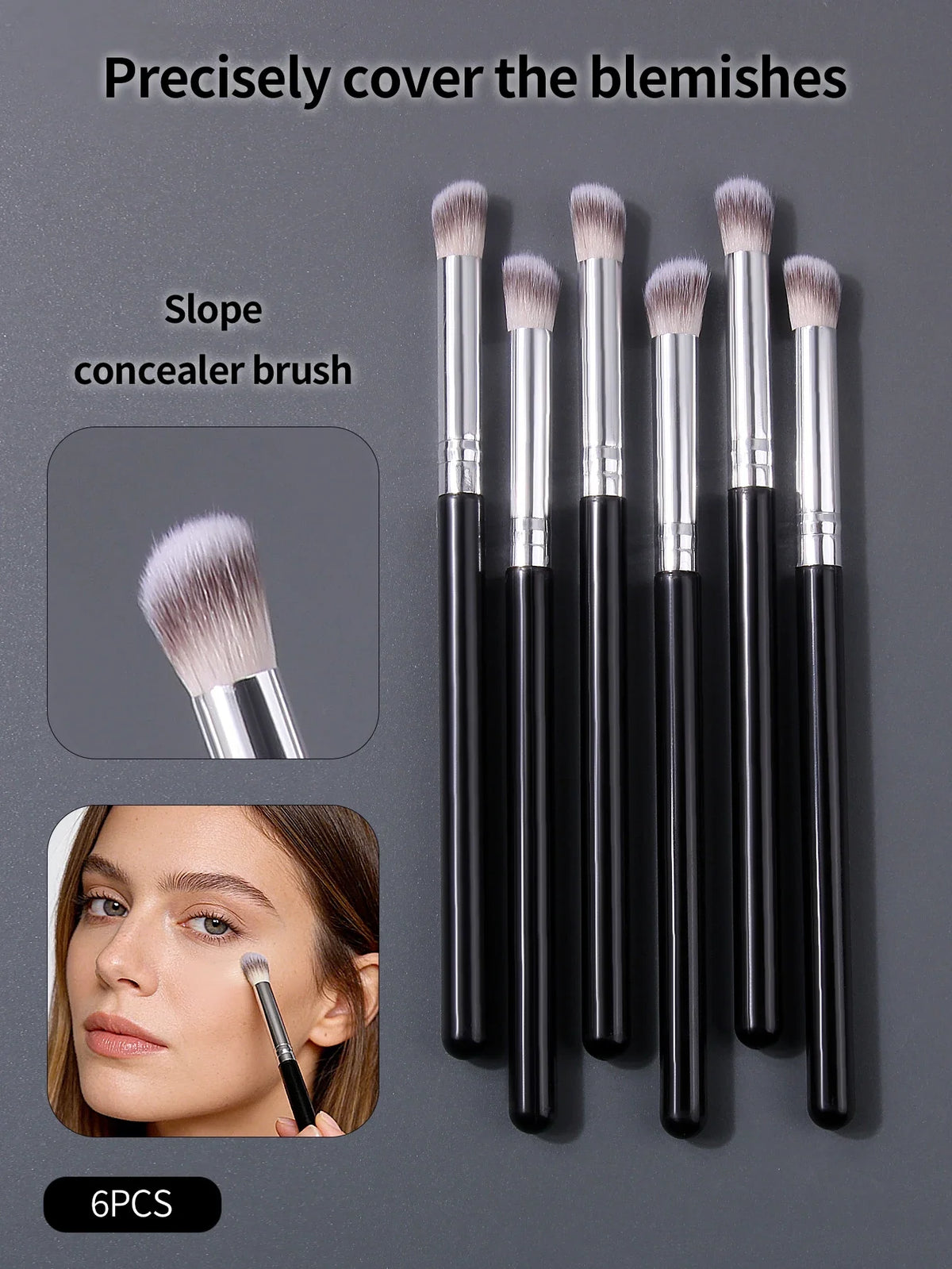 6-Piece Flat Head Precision Concealer Brush Set | Wool Fiber
