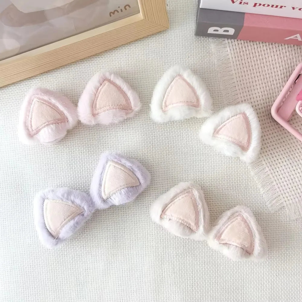 2PCS Plush Cat & Rabbit Ear DIY Patches for Hats & Headbands