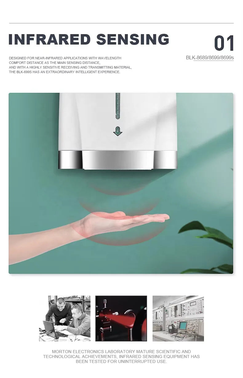 DUTRIEUX 1800W Wall-Mount Touchless Automatic Hand Dryer
