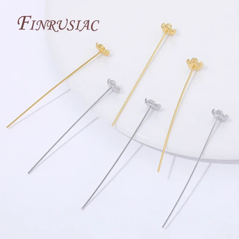 18K Gold Plated Flower Head Pins – DIY Jewelry Making 5/10 Pcs