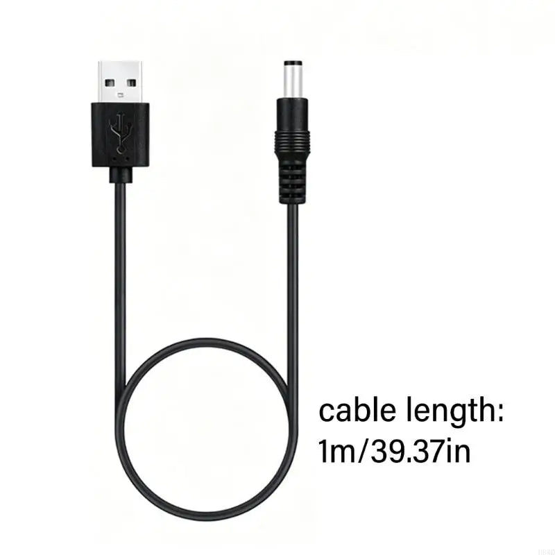USB to 5.5×2.1mm 5V Charging Cable + 3 Adapter Tips – 1m