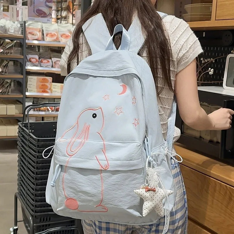 Embroidered Floppy Ear Bunny Kawaii Backpack – Light Blue
