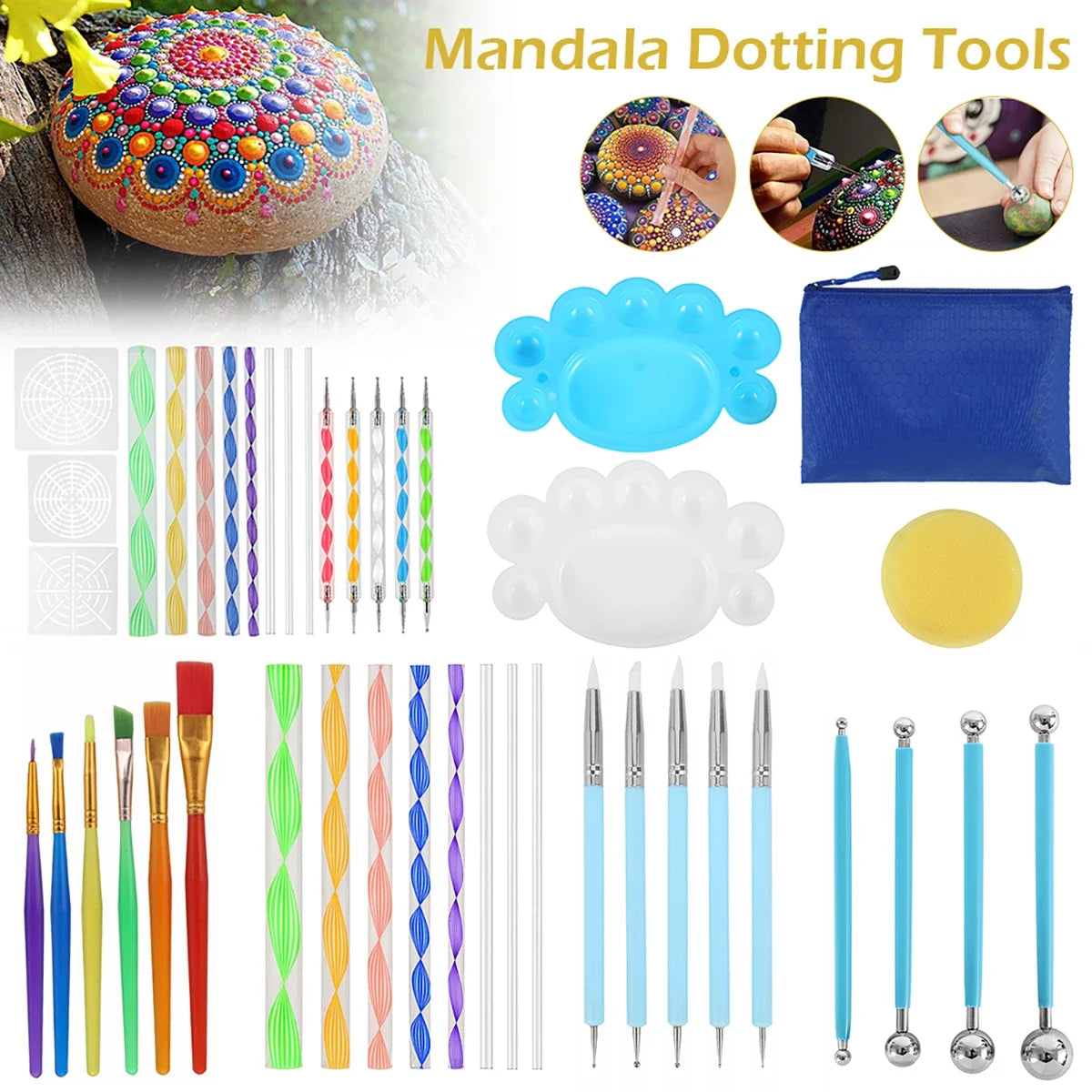 Mandala Dotting Tools Kit – Rock Painting Pens & Stencils