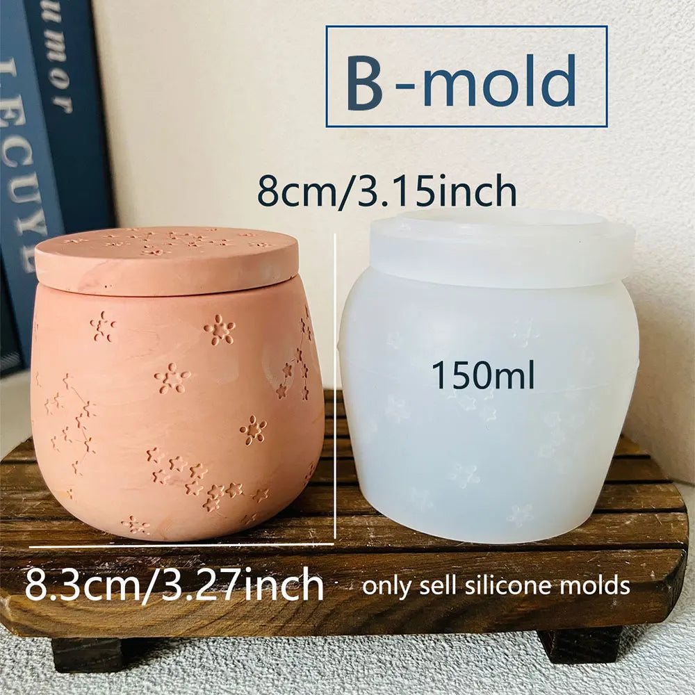 Silicone Concrete Mold Set – Constellation Candle Holder & Storage Box