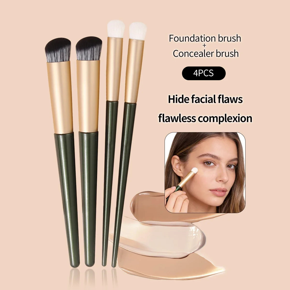 Nixie 4-Piece Makeup Brush Set – Contour & Concealer Brushes