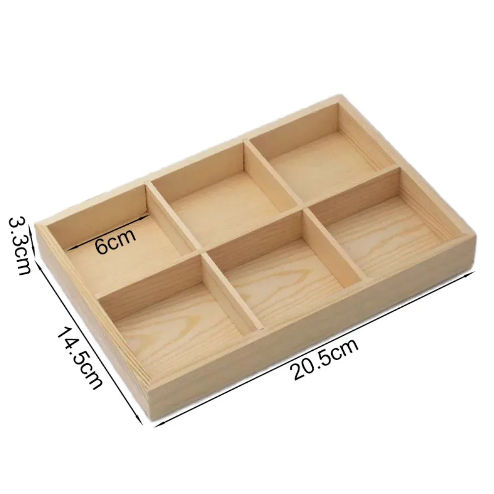 Multi-Grid Wood Succulent Tray & Desktop Organizer Holder