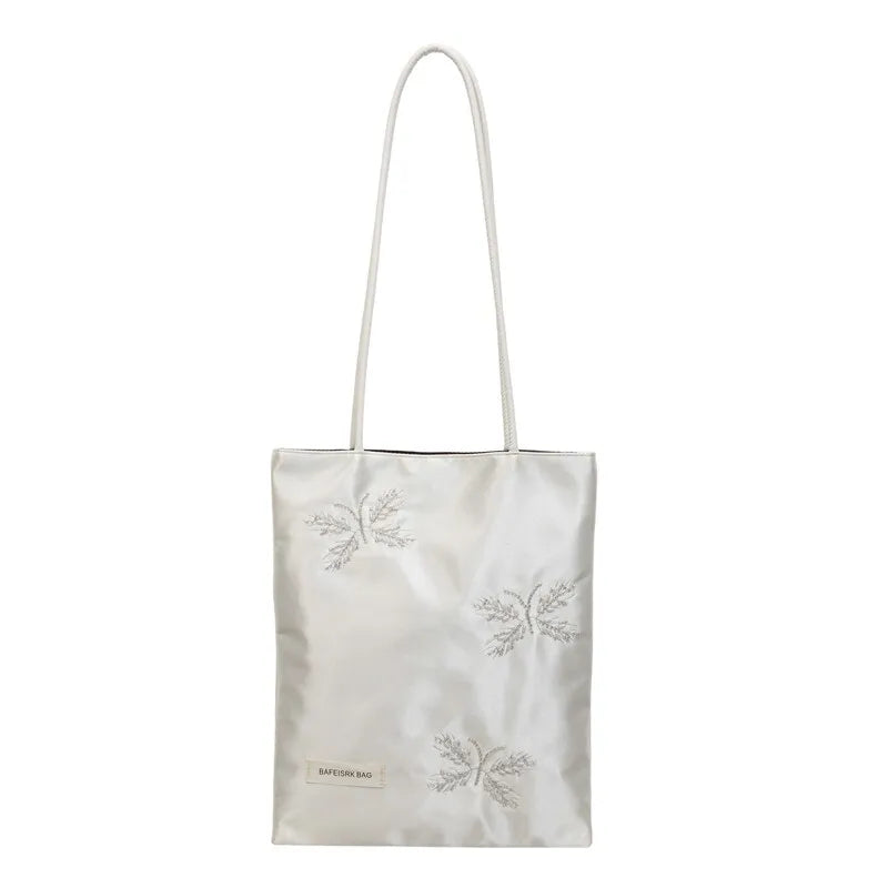 Butterfly Flower Embroidered Canvas Tote Bag – Large Shoulder
