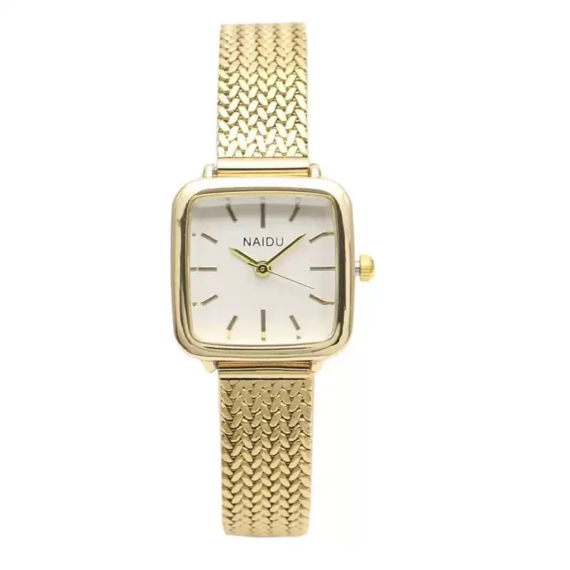 Women's Retro Small Square Quartz Watch – Steel Strap