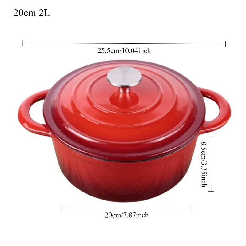 FEB.WIND 5L Enameled Cast Iron Dutch Oven Pot with Lid