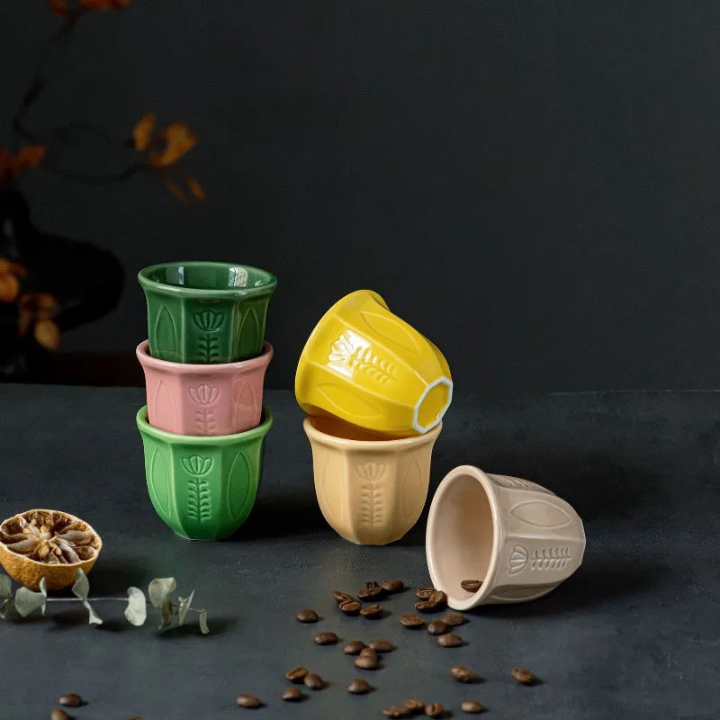 Arabic Tulip Ceramic Espresso Cup Set 100ml – 6 Pieces