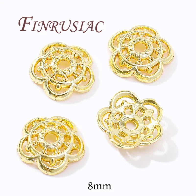 18K/14K Gold Plated Filigree Flower Bead Caps – Jewelry Making