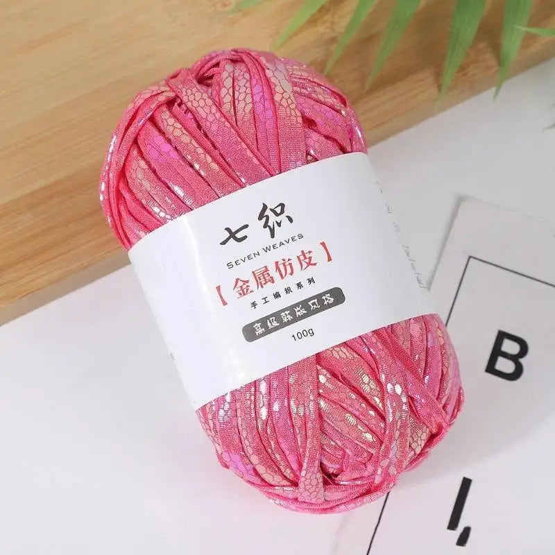 Cracked Metallic Flat Yarn 100g – Holographic Crochet & Knit Yarn