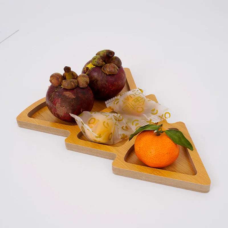 Christmas Bamboo Multi-Compartment Serving Tray – Party Snacks