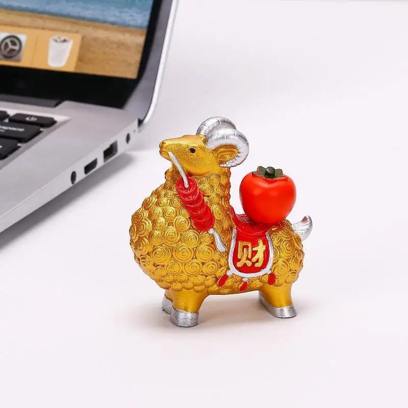Feng Shui Golden Goat Statue – Chinese Zodiac Figurine
