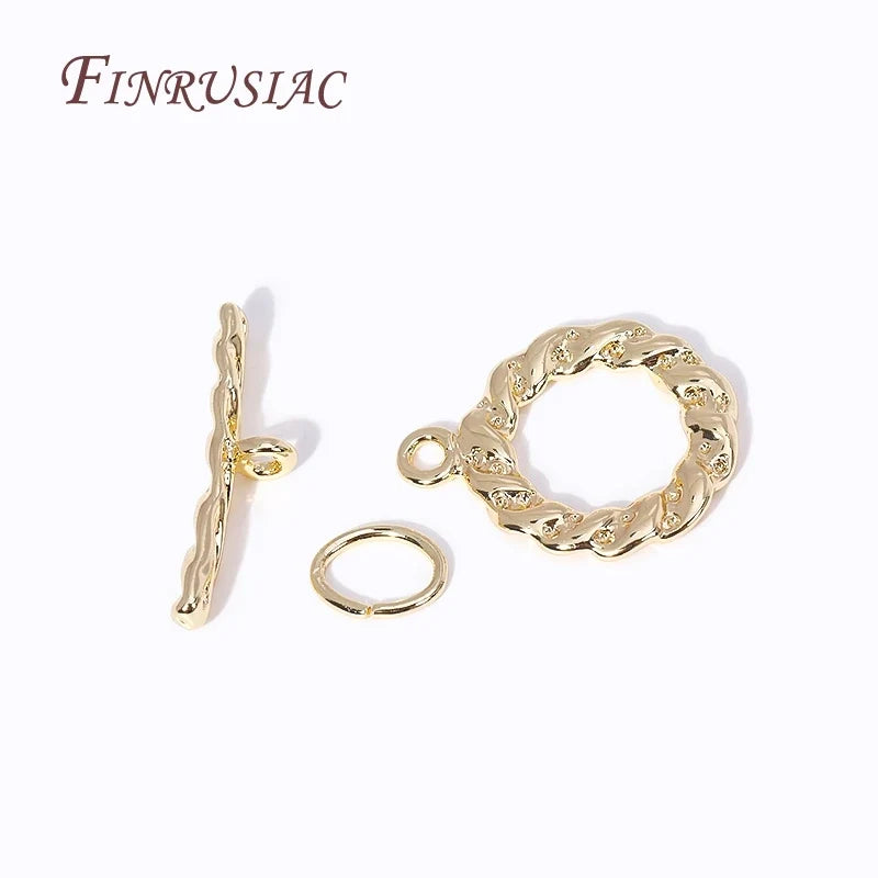 18K Gold Plated Twist Round Toggle Clasp | Brass OT Necklace