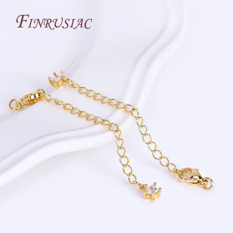 18K Gold Plated Brass Extension Chain Lobster Clasp – 8 Styles