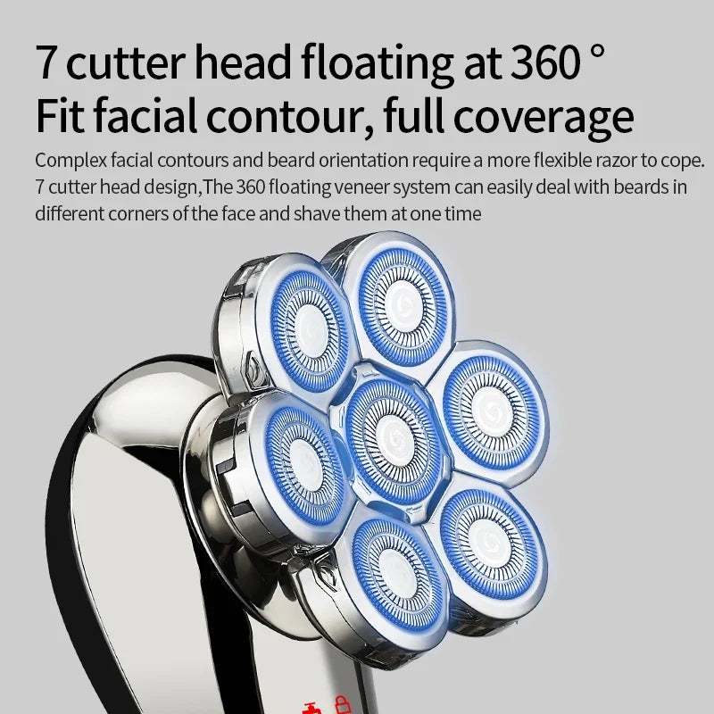 7-Blade USB Rechargeable Electric Foil Shaver for Men