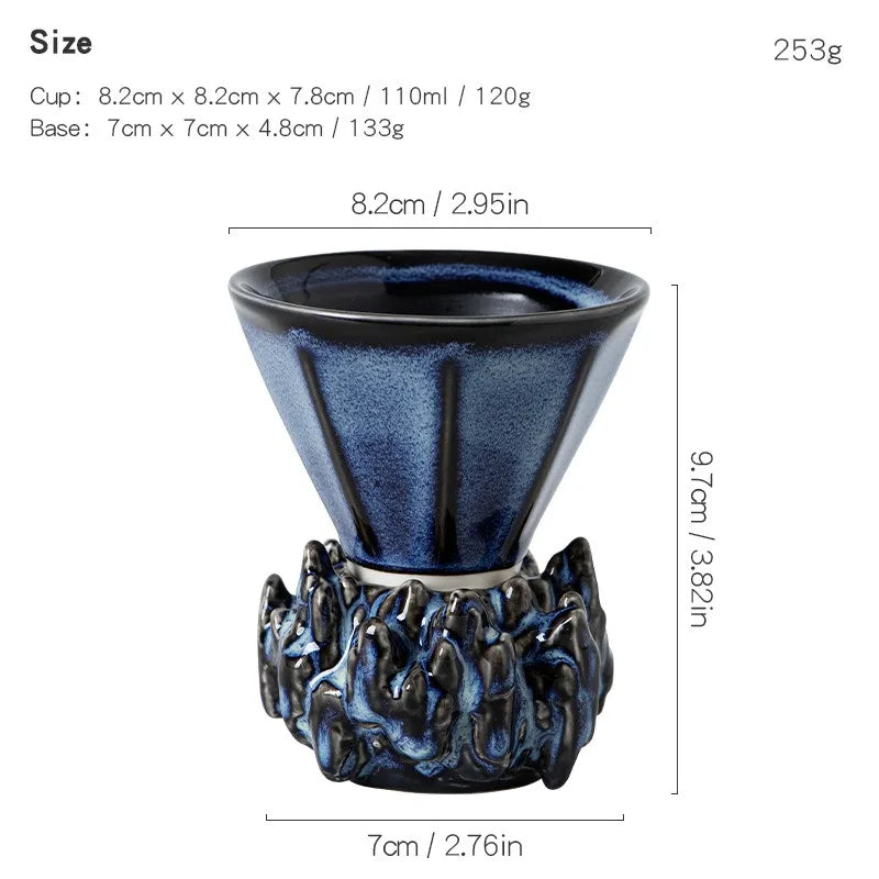 Kiln-Glazed Ceramic Espresso Cup & Saucer | 110ml Italian Style