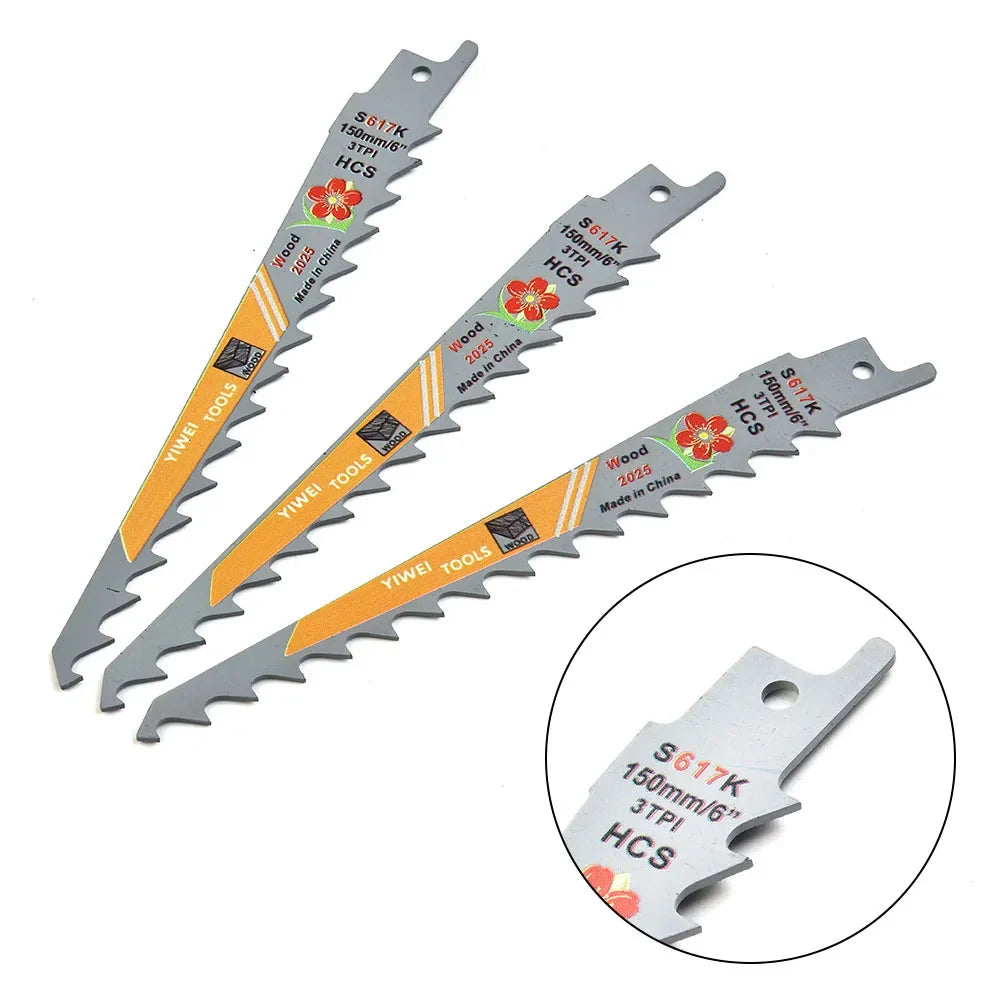 DAZZLEEX 150mm HCS Saw Blade 3 TPI – Plunge & Curved Cuts 3-Pack