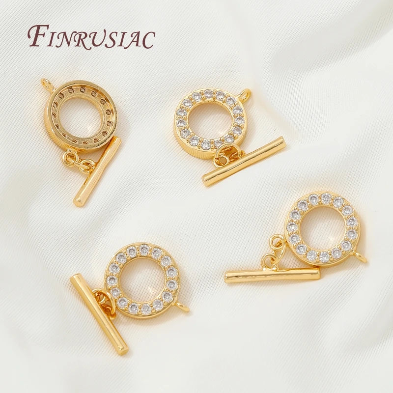 18K Gold Plated Toggle Clasp – Brass Zircon OT DIY Jewelry