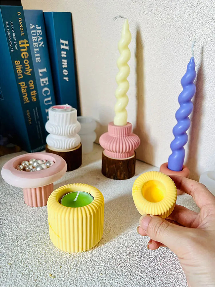 Striped Candle Holder Silicone Mold – DIY Concrete & Plaster