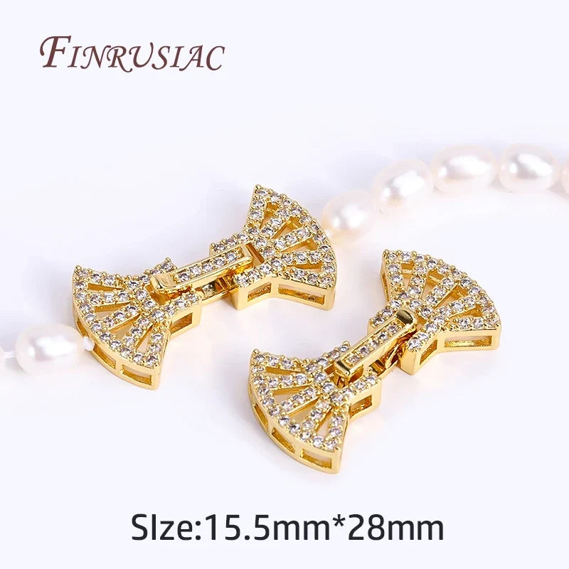 18K Gold Plated Zircon Pearl Clasp | DIY Jewelry Findings