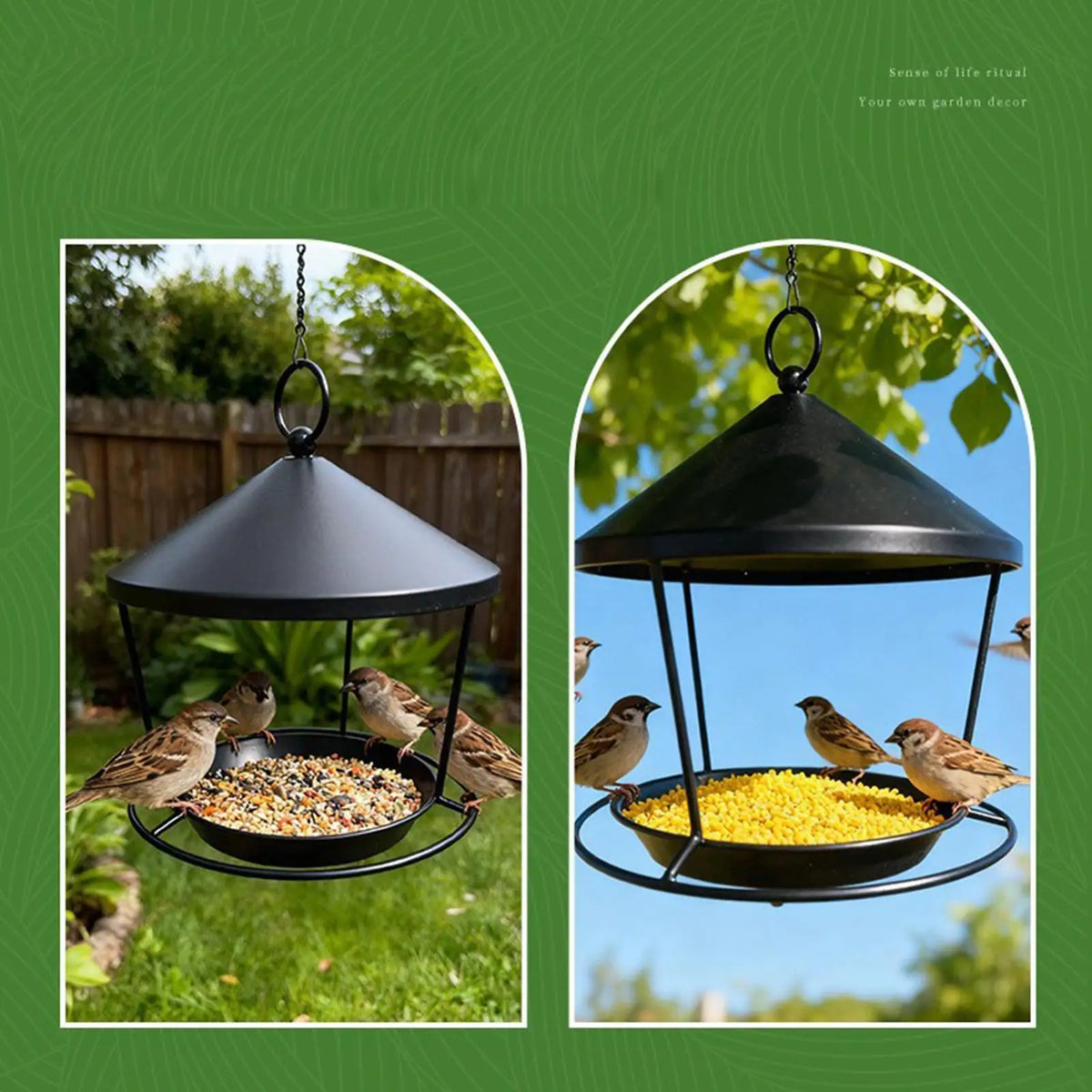Outdoor Hanging Metal Bird Feeder – Weatherproof Garden Tray