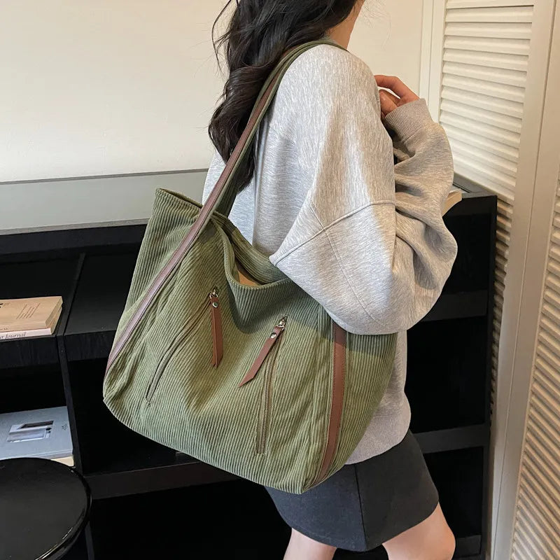 Nixie Corduroy Tote Bag – Large Women's Shoulder Commuter Bag