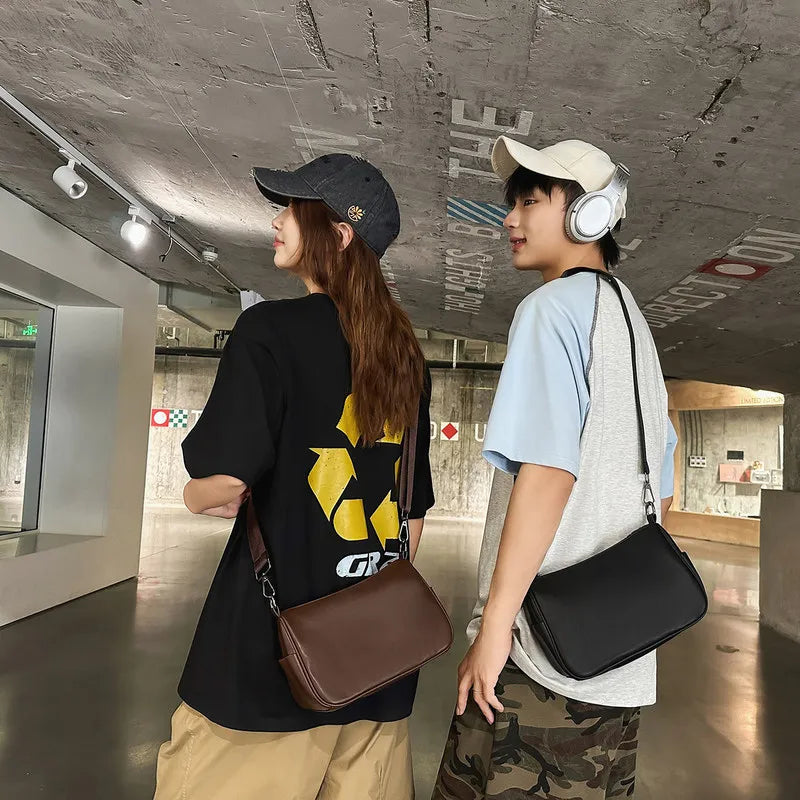 Retro Pillow Crossbody Bag | Unisex Patent Leather Shoulder Bag