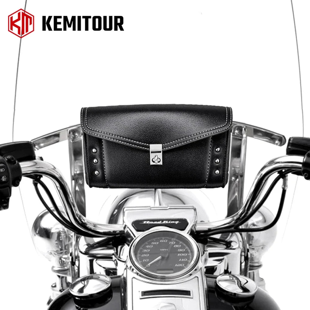 Motorcycle Windshield Bag Studded PU Leather – Road King Fit