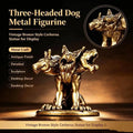 Mini Cerberus Three-Headed Wolf Brass Figurine | Desktop Statue