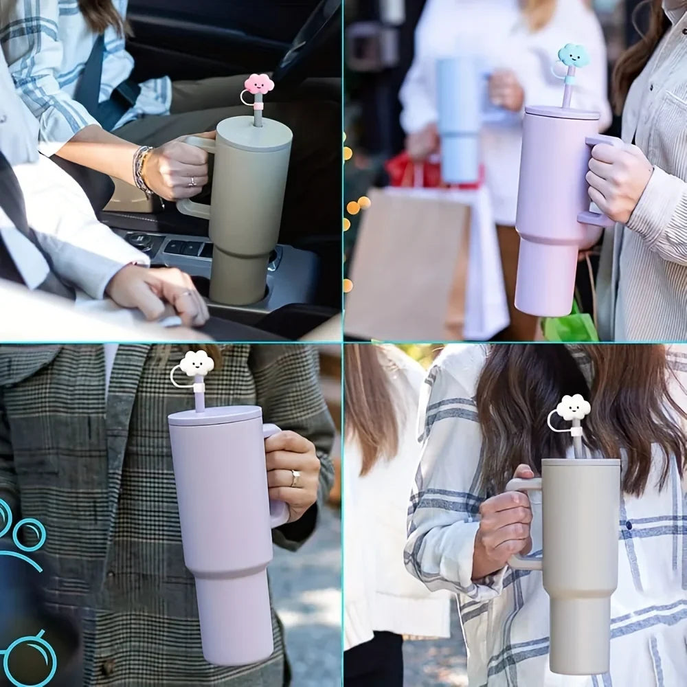 2pcs Kawaii Silicone Straw Tip Covers for Stanley 30 & 40oz