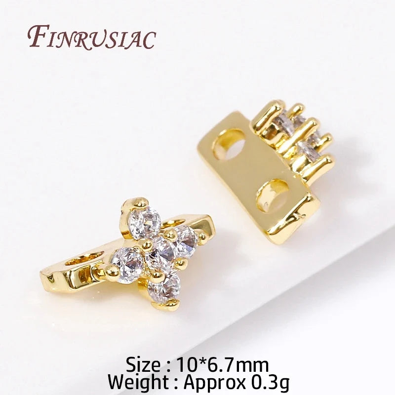 18K Gold Plated Zircon Flower Connector Spacer Beads – DIY Jewelry