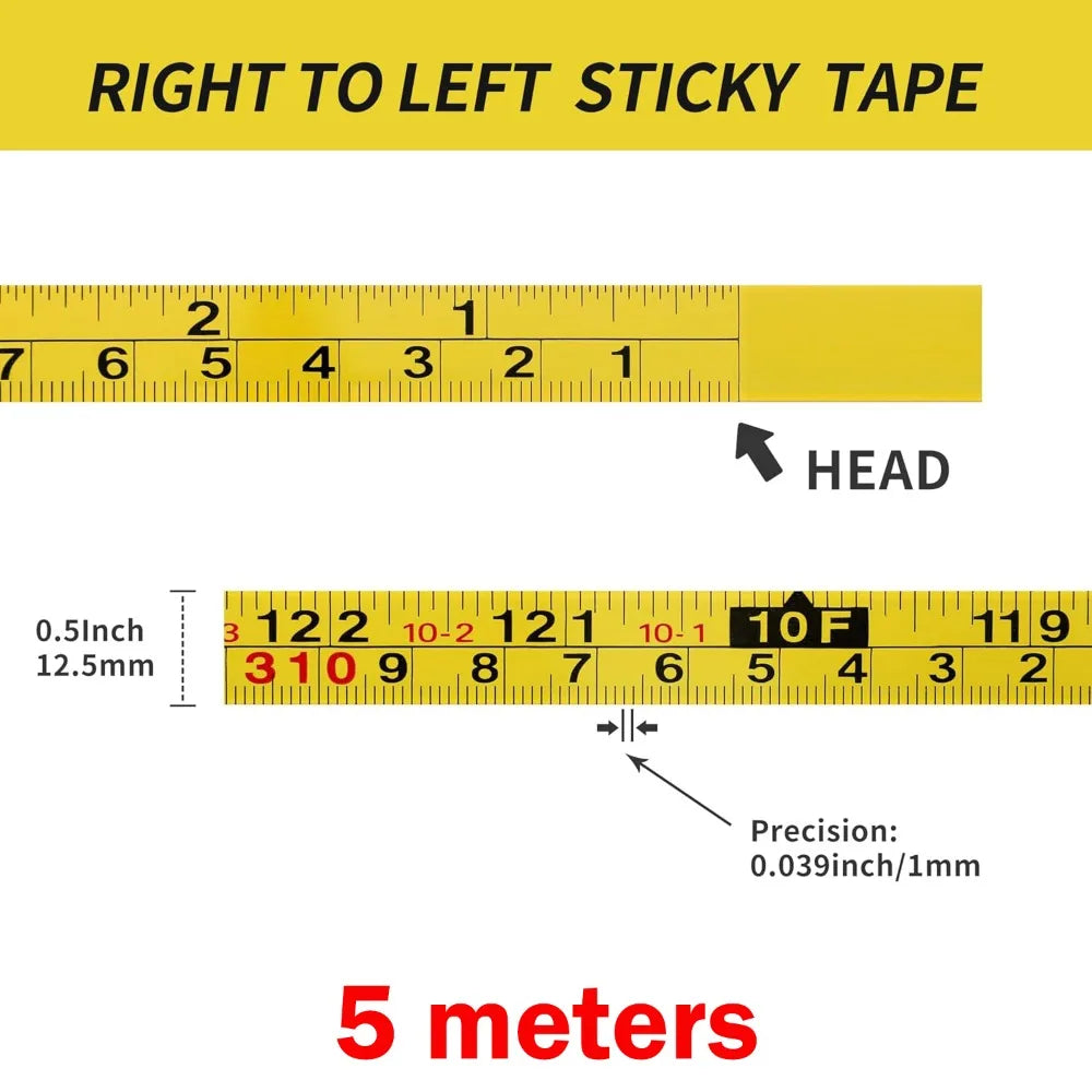 Self-Adhesive Steel Measuring Tape – Imperial & Metric, 1–5M