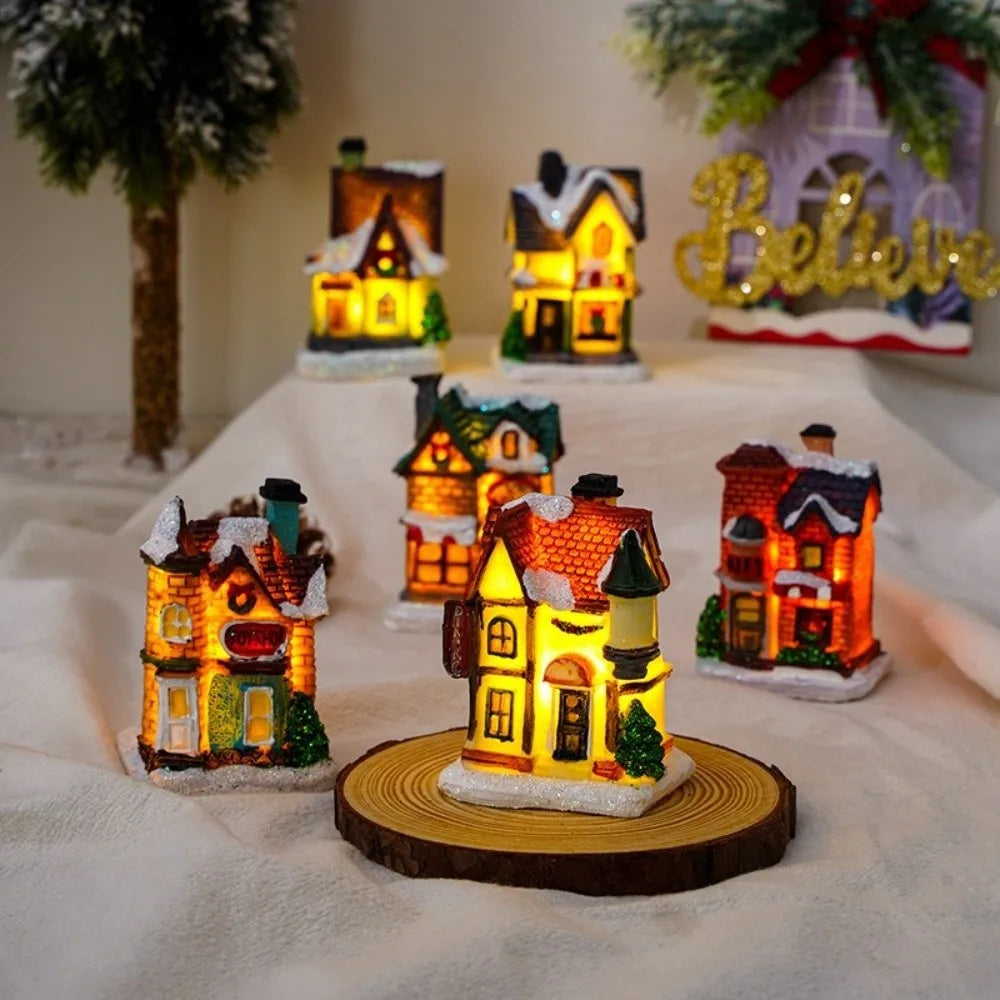 LED Christmas Village Miniature Light House Resin Ornament