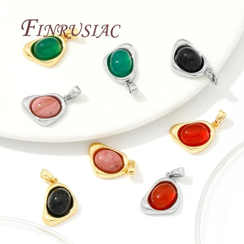 18K Gold Plated Natural Stone Charms – DIY Jewelry Pendants