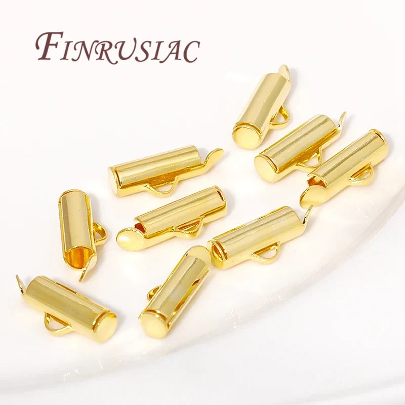 18K Gold Plated Crimp End Beads Slide Clasp Connectors DIY
