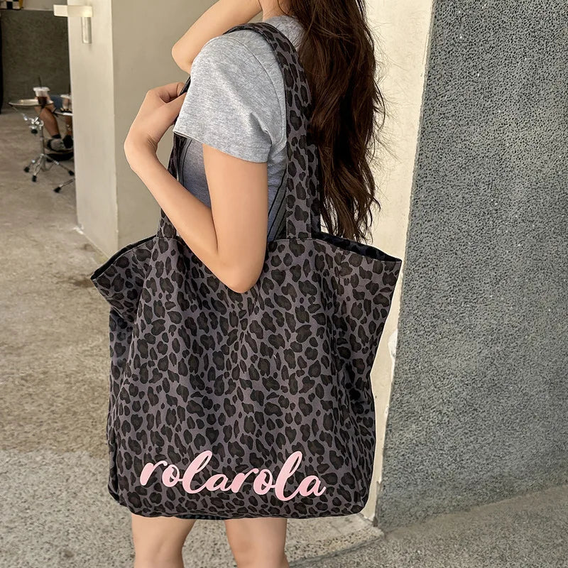 Korean Leopard Print Shoulder Bag – Large Capacity Women's Tote