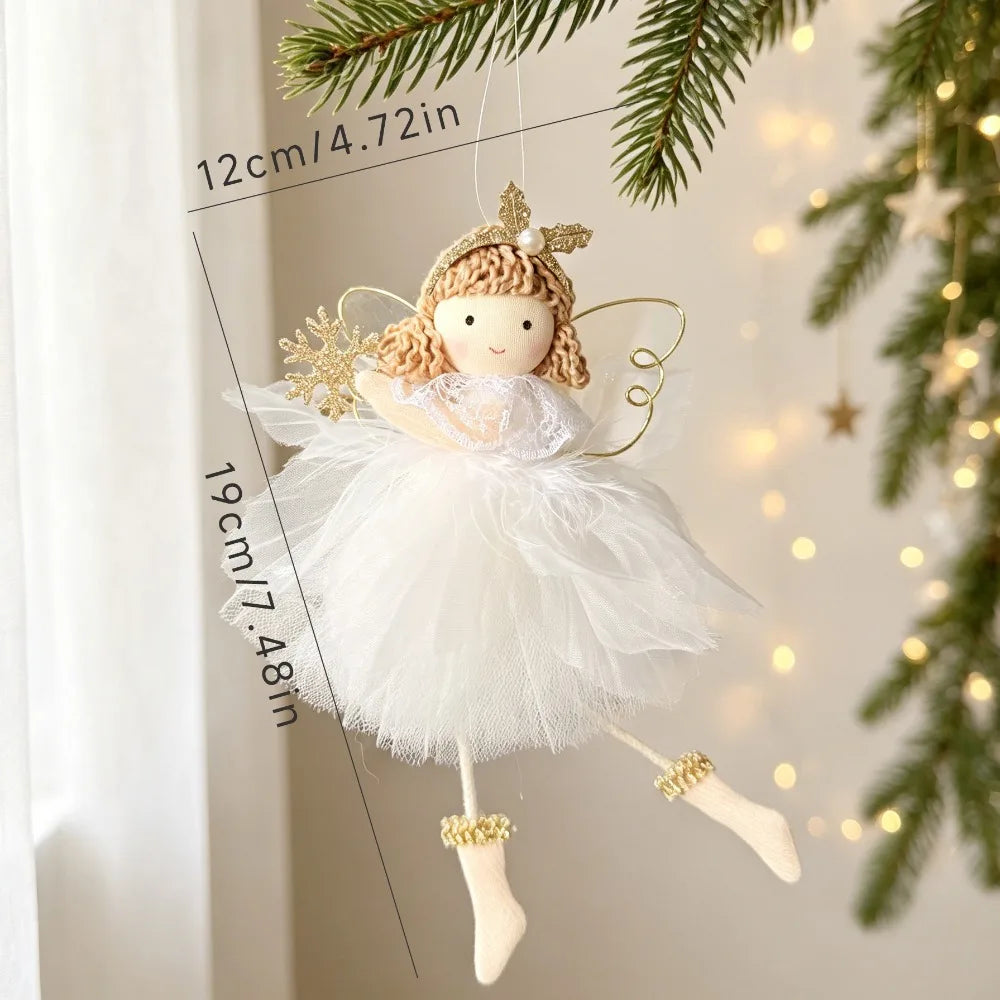 Plush Christmas Angel Ornament – Fluffy Wings Hanging Pendant