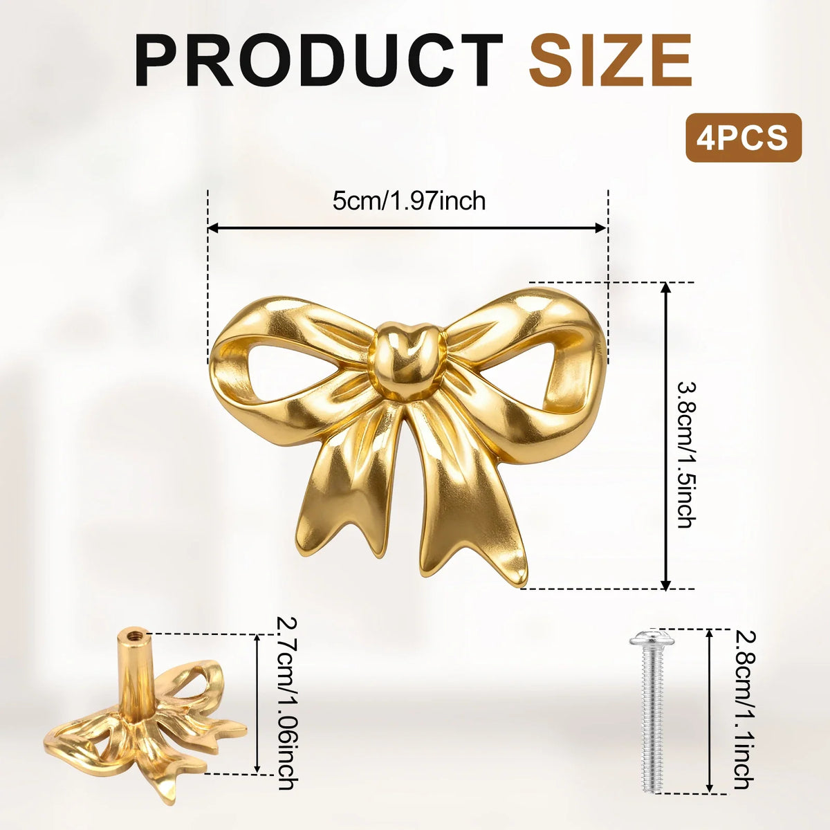 Bow Shape Gold Brass Drawer Knobs | Cabinet Pulls 2/4/6 Pack