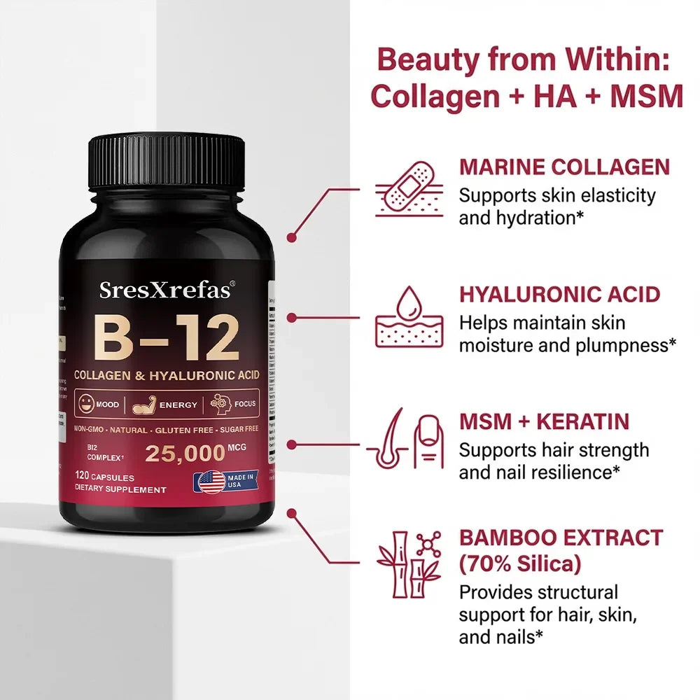 Vitamin B12 Complex with Collagen & Hyaluronic Acid | STRESSXCEL