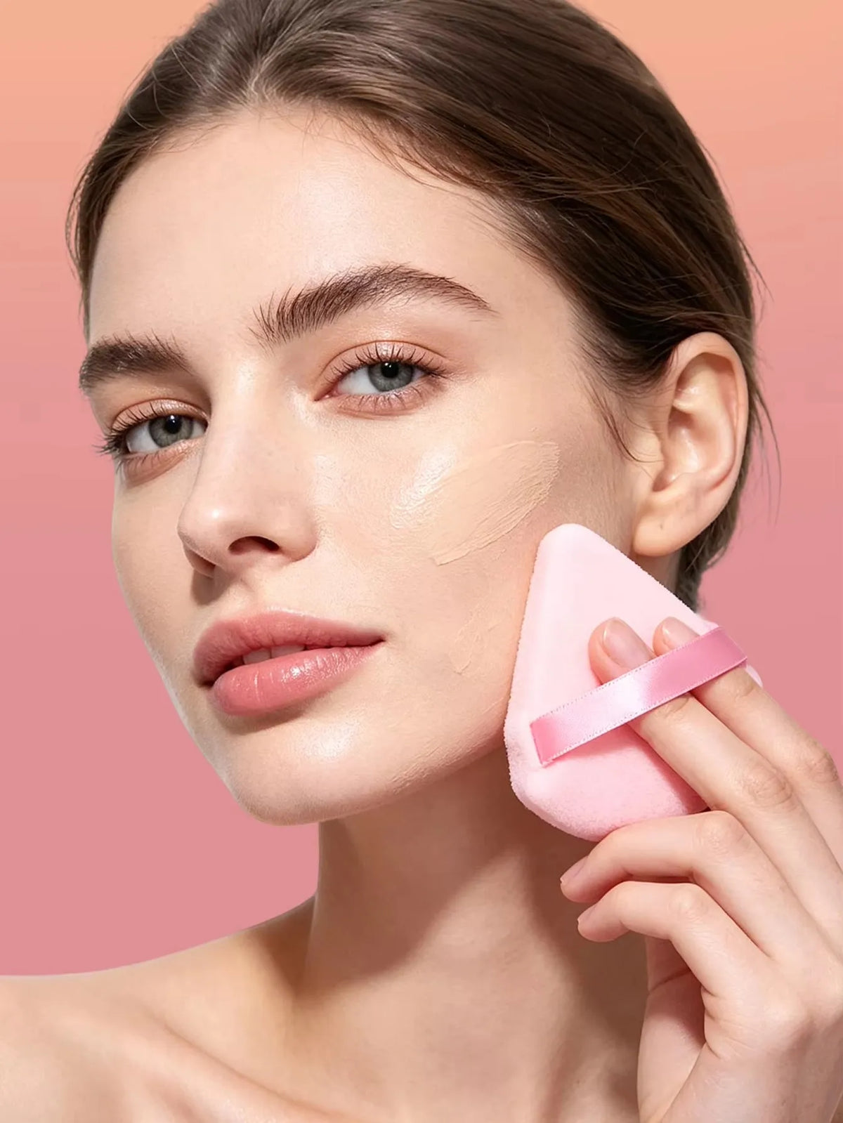 Triangle Makeup Puff with Ribbon Strap – Soft Powder Puff